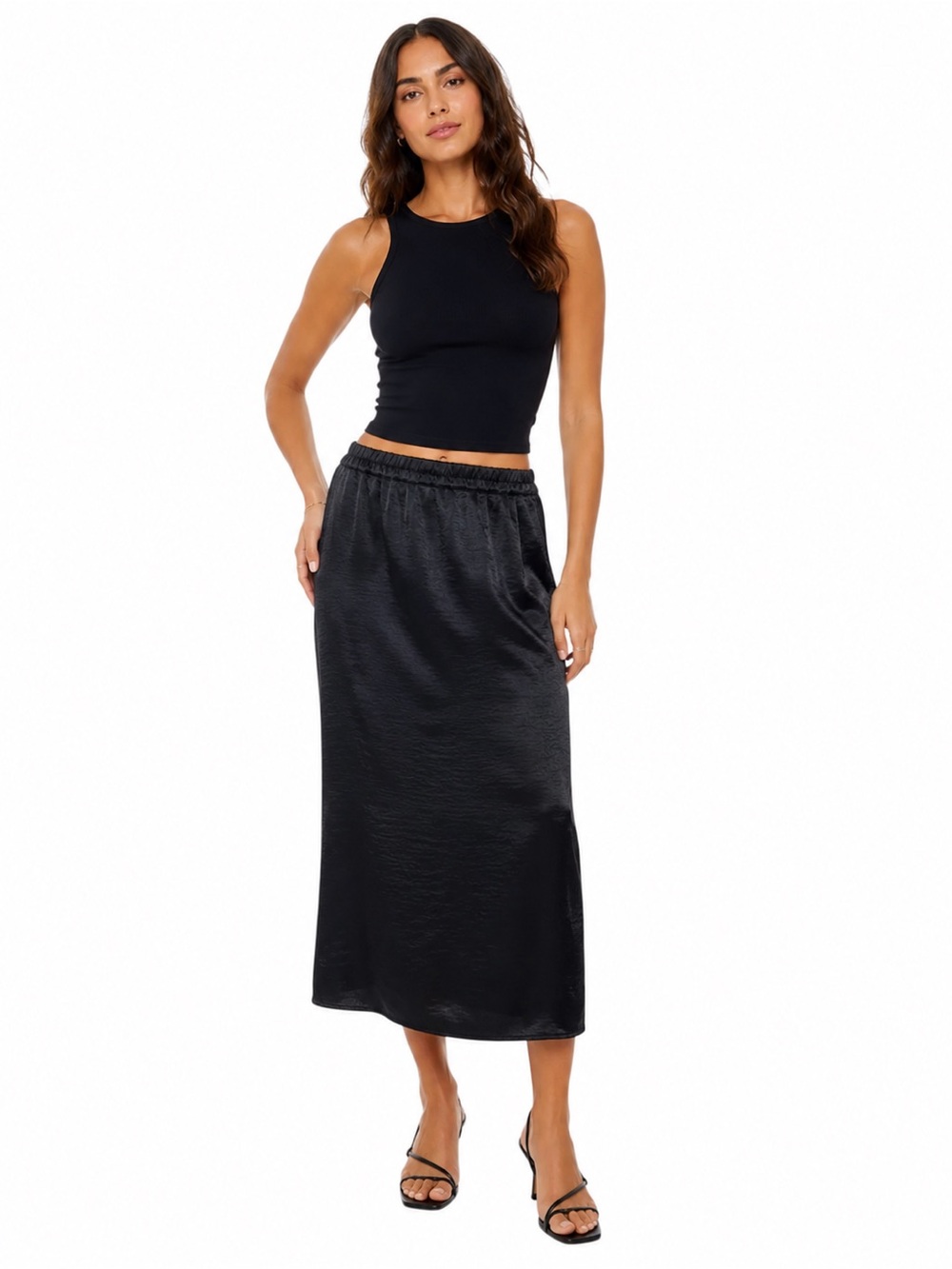 GAP Black Pull-On Satin Midi
Skirt Size Small